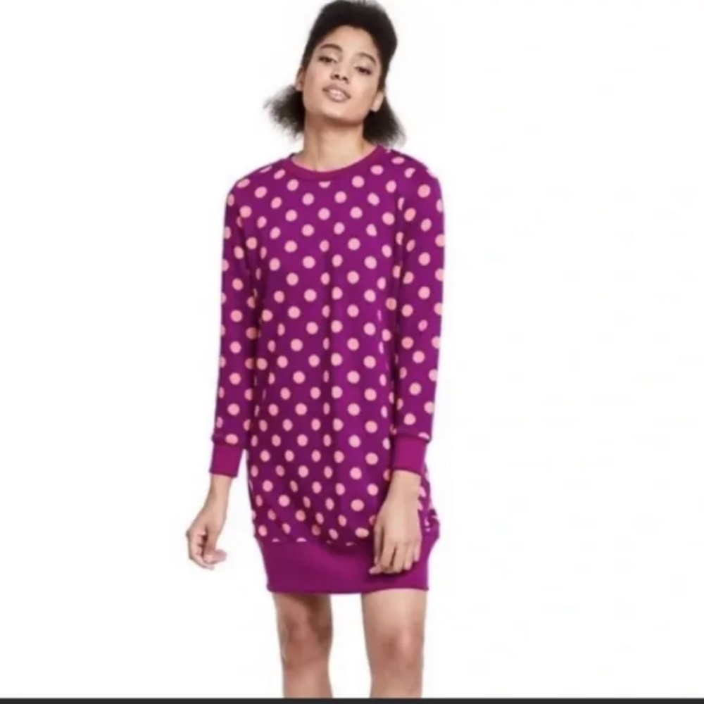 VICTOR GLEMAUD FOR TARGET PINK & PURPLE POLKA DOT LONG SLEEVE DRESS SIZE XL - Picture 6 of 6